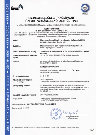 ek megfelelossegi tanusitvany