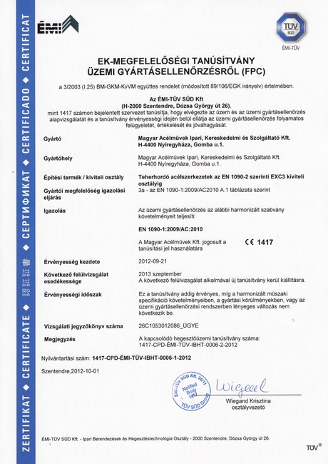 ek megfelelossegi tanusitvany