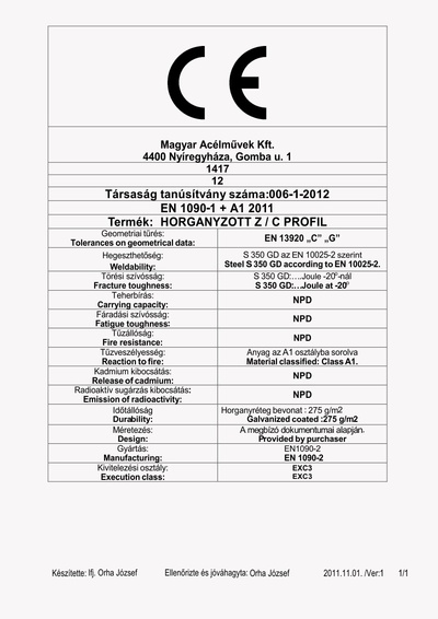 Ce Megfelelsegi Tanusitvany